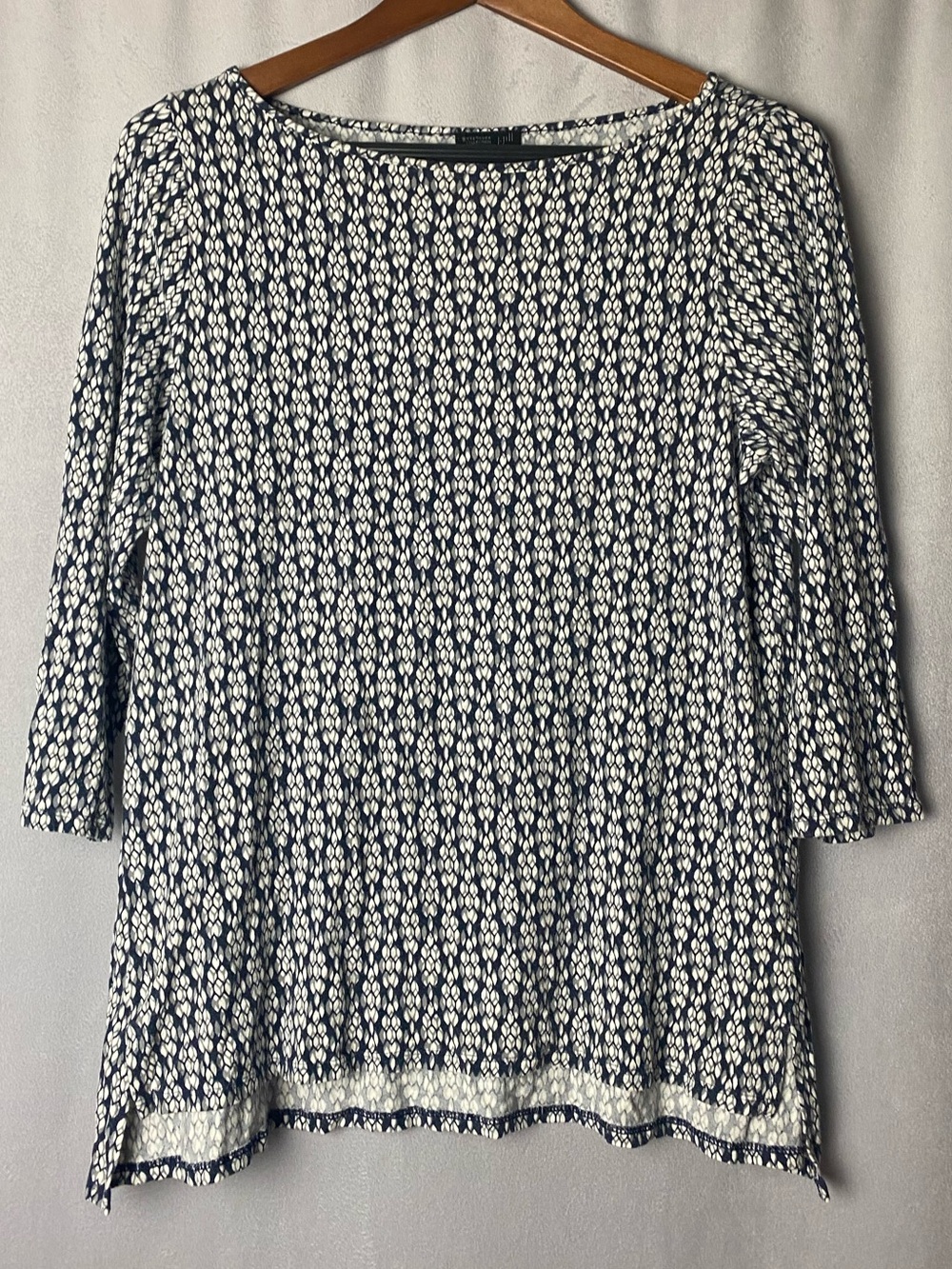 J Jill Navy Floral Boho Comfy Fall Long Sleeve Cottagecore Top M